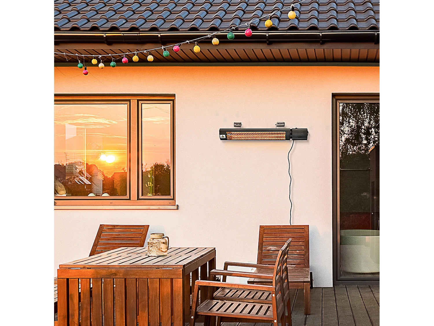 HOMCOM Chauffage radiant infrarouge électrique avec télécommande 2 puissances 1000/2000 W réflecteur alu. noir