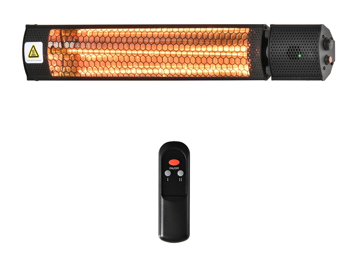 HOMCOM Chauffage radiant infrarouge électrique avec télécommande 2 puissances 1000/2000 W réflecteur alu. noir