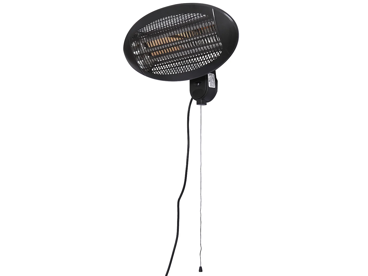 Outsunny chauffage extérieur radiant infrarouge électrique mural 3 modes 650/1300/2000 W réflecteur acier inox. noir
