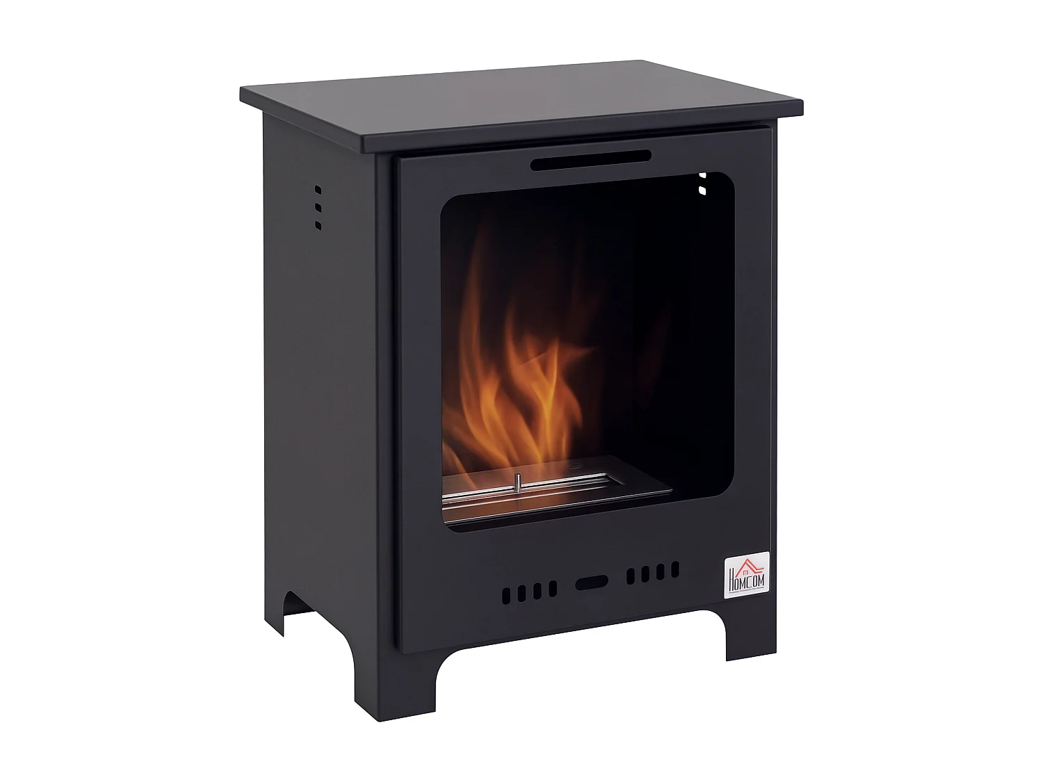 Cheminée bioéthanol sur pieds style néo-rétro poêle 1 brûleur 1,5 L dim. 40L x 30l x 50H cm couverture 20-25 m² noir