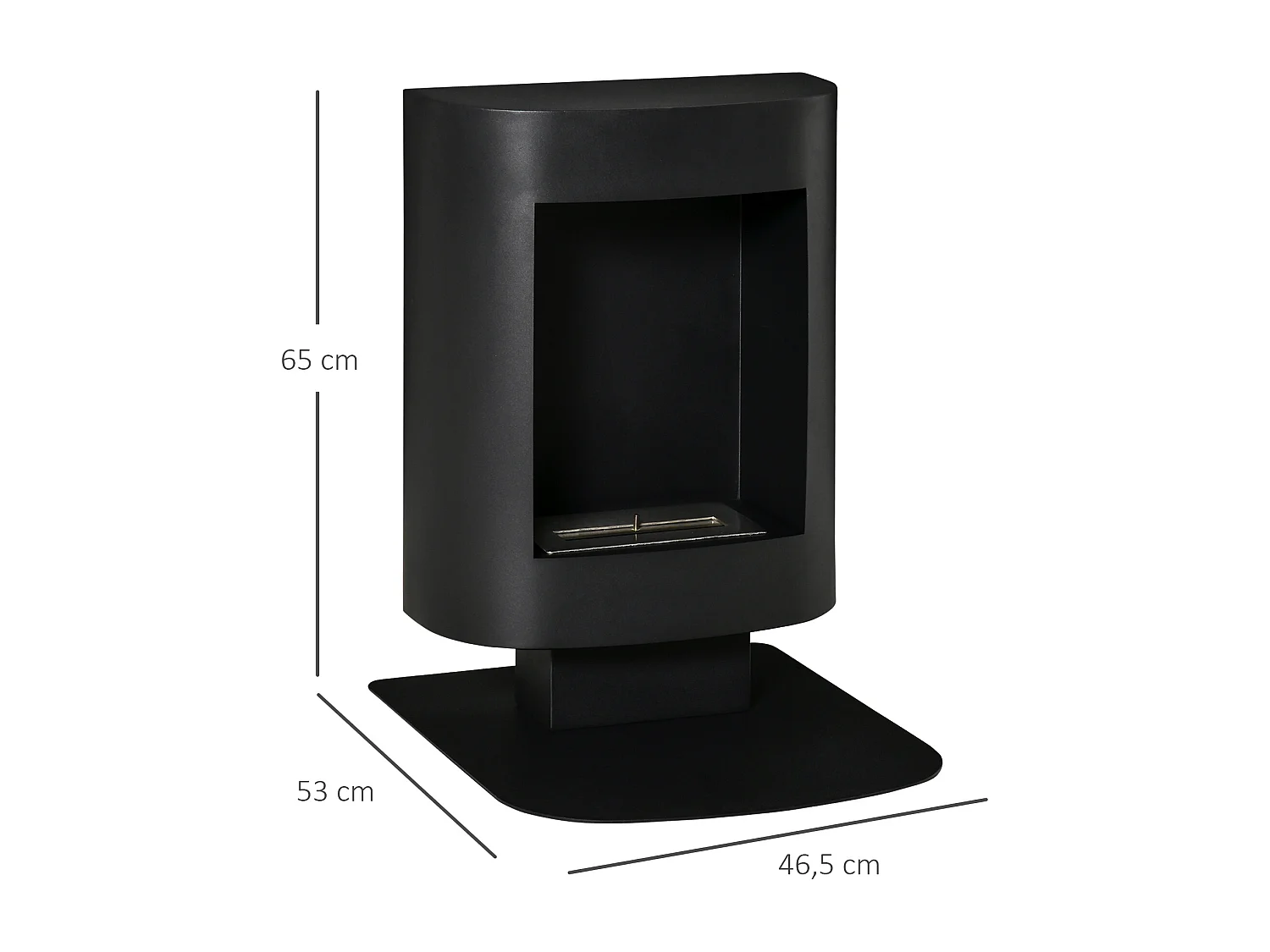 Cheminée bioéthanol sur pied design contemporain - brûleur 1,5 L - contrôle de flamme et manche inclus - acier noir
