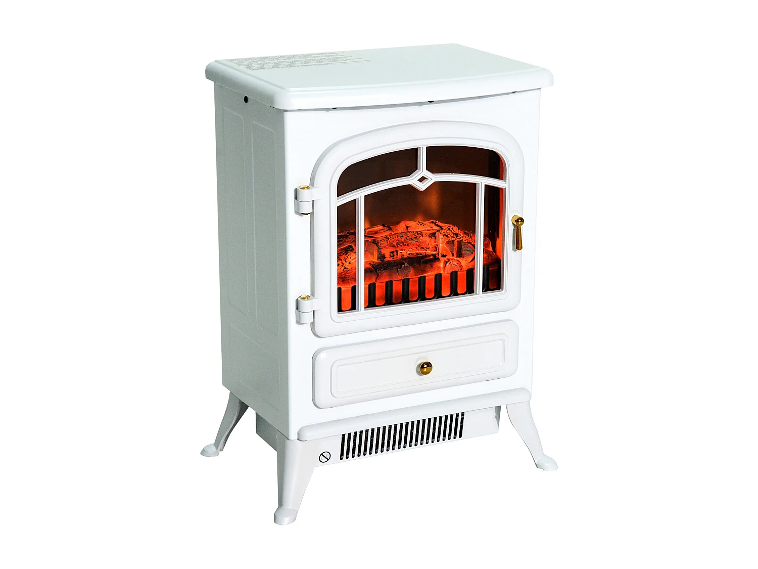 Cheminée électrique poêle style rétro thermostat 950-1850 W blanc