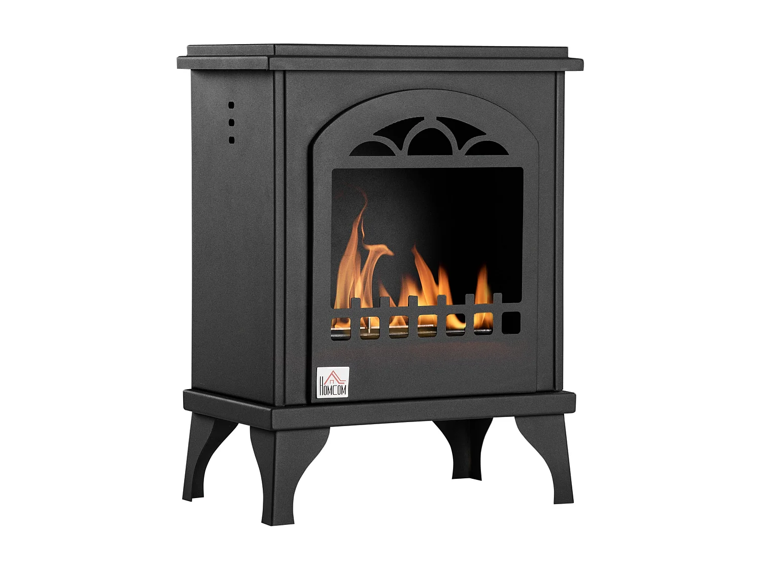 Cheminée bioéthanol sur pieds style néo-rétro poêle 1 brûleur 1,5 L dim. 41L x 25l x 54H cm couverture 20-25 m² noir