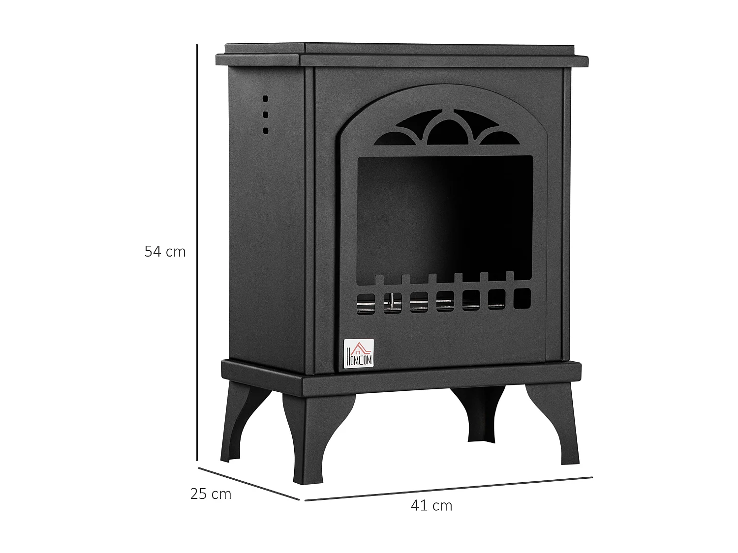 Cheminée bioéthanol sur pieds style néo-rétro poêle 1 brûleur 1,5 L dim. 41L x 25l x 54H cm couverture 20-25 m² noir