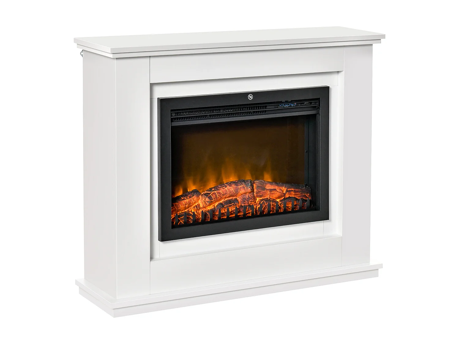 Cheminée électrique grande taille 2000 W  effet flammes LED minuterie température luminosité réglables télécommande fournie blanc