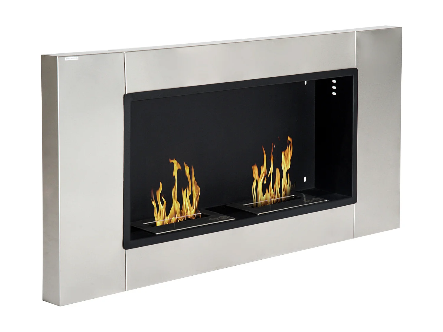 Cheminée bioéthanol murale design Bauhaus 2 brûleurs 3 L couverture 25-30 m² acier inox brossé