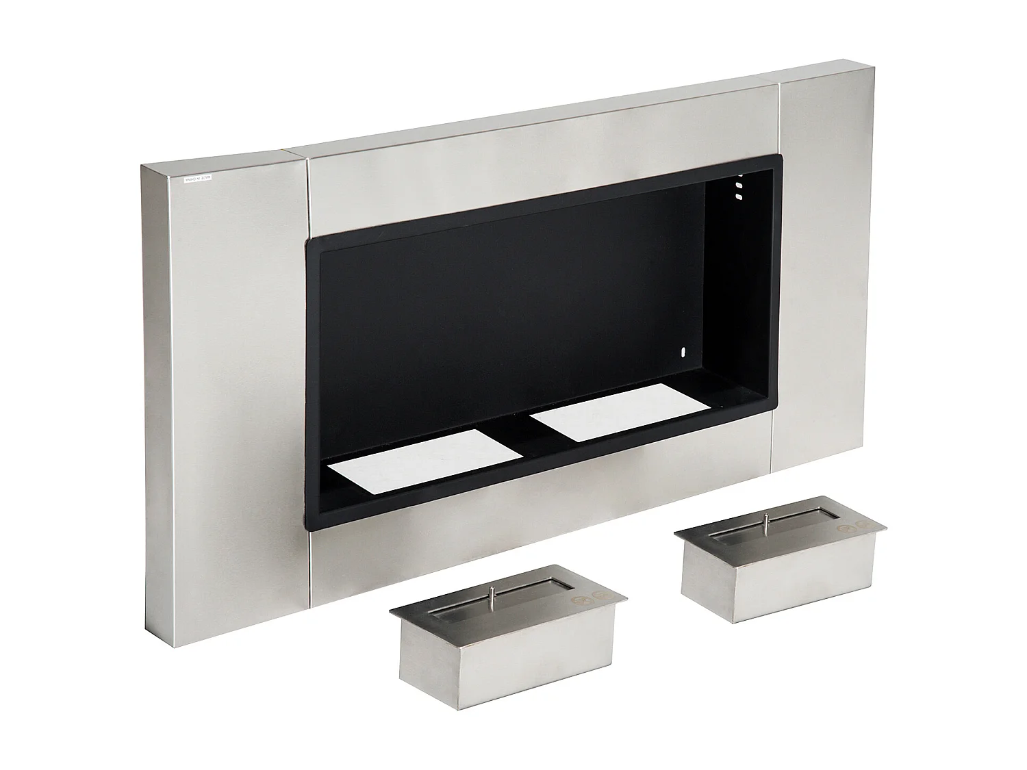 Cheminée bioéthanol murale design Bauhaus 2 brûleurs 3 L couverture 25-30 m² acier inox brossé