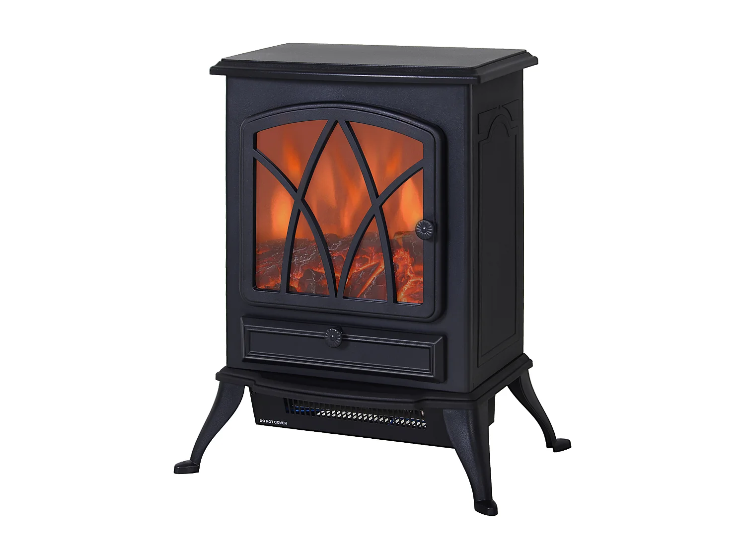 Cheminée électrique poêle style rétro thermostat 1000-2000 W noir