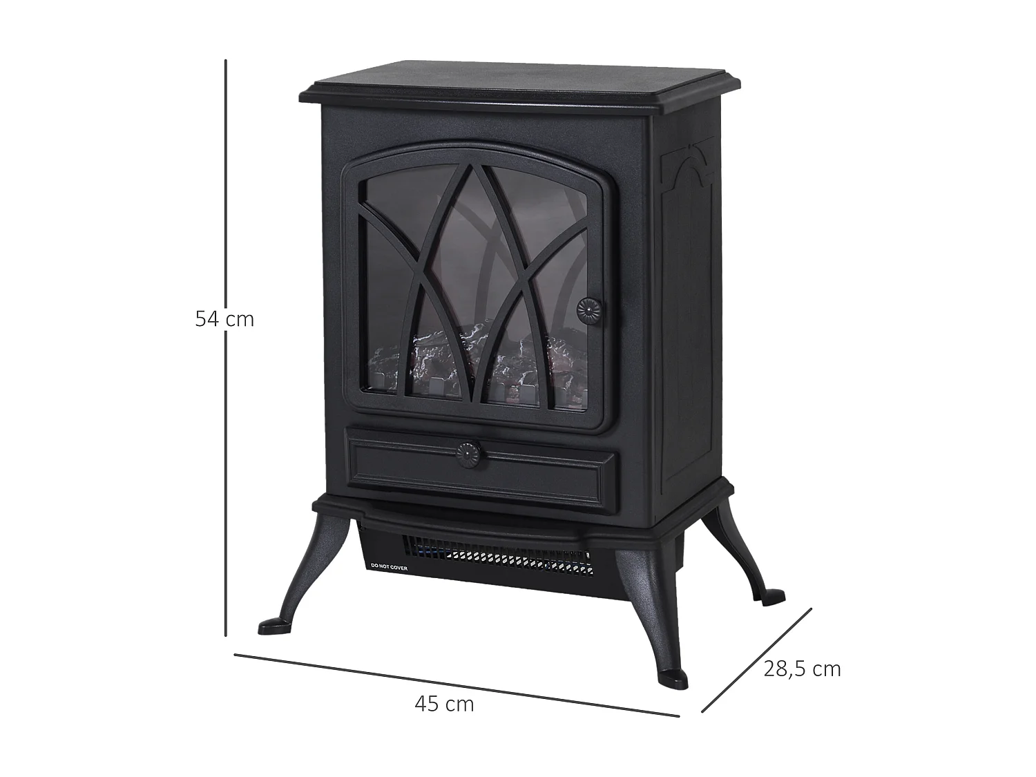 Cheminée électrique poêle style rétro thermostat 1000-2000 W noir