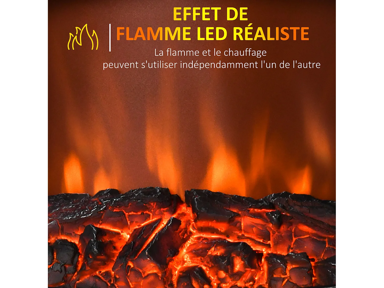 Cheminée électrique poêle style rétro thermostat 1000-2000 W noir