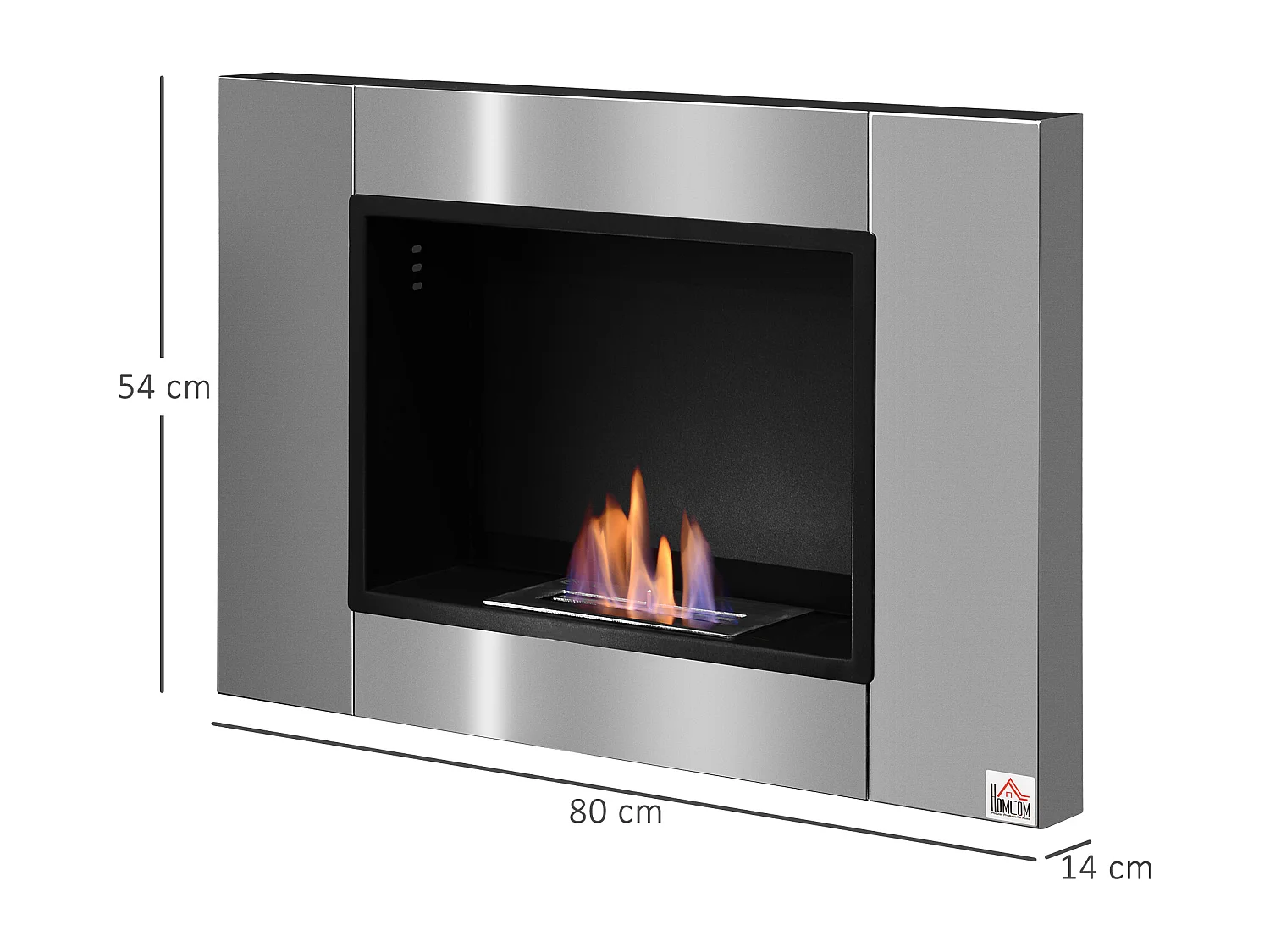 Cheminée bioéthanol murale design Bauhaus 1 brûleur 0,9 L couverture 20-25 m² acier inox brossé