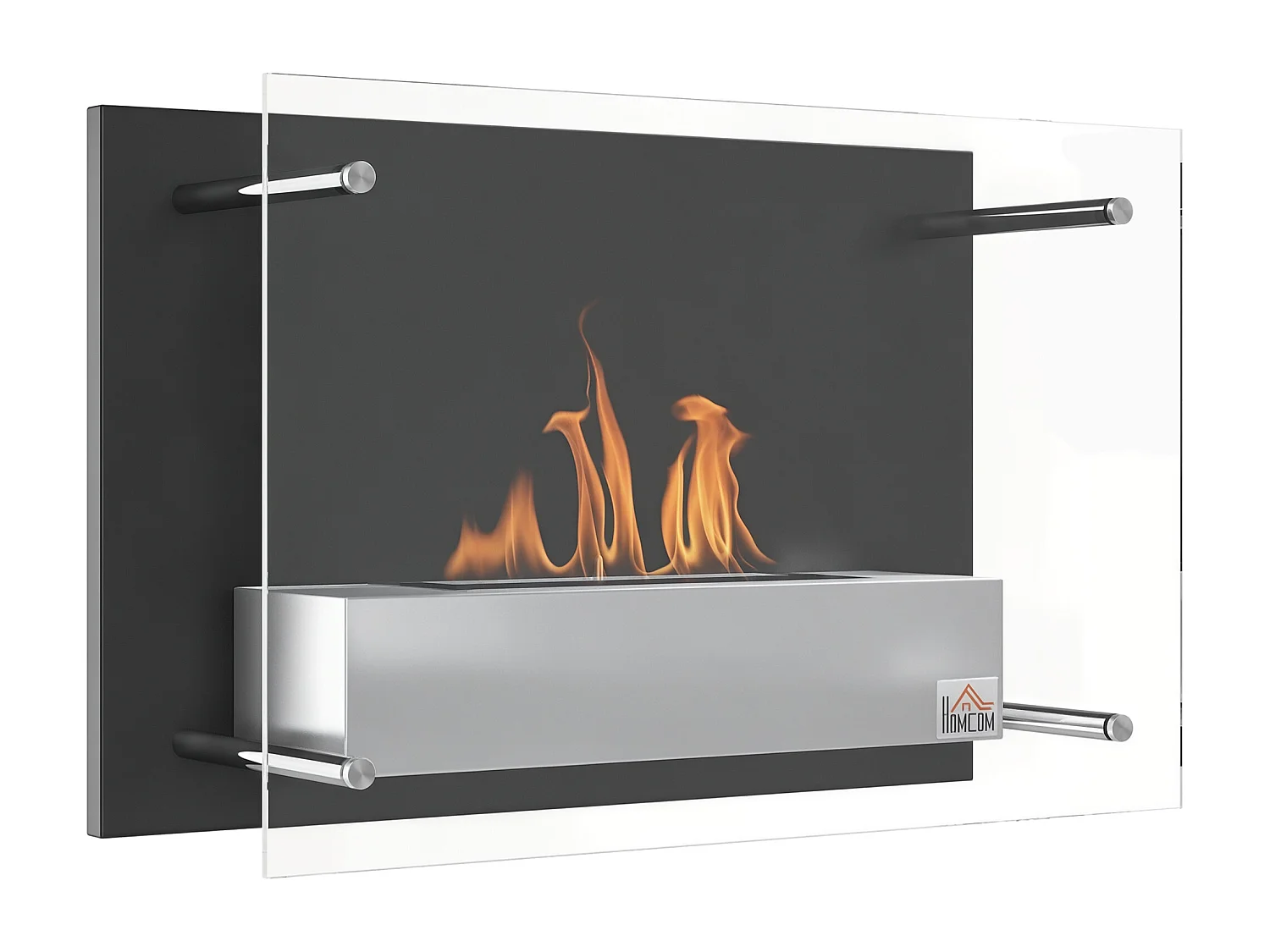 Cheminée bioéthanol murale design contemporain bruleur 0,9 L - couverture 20-25 m² - dim. 60L x 22l x 40H cm