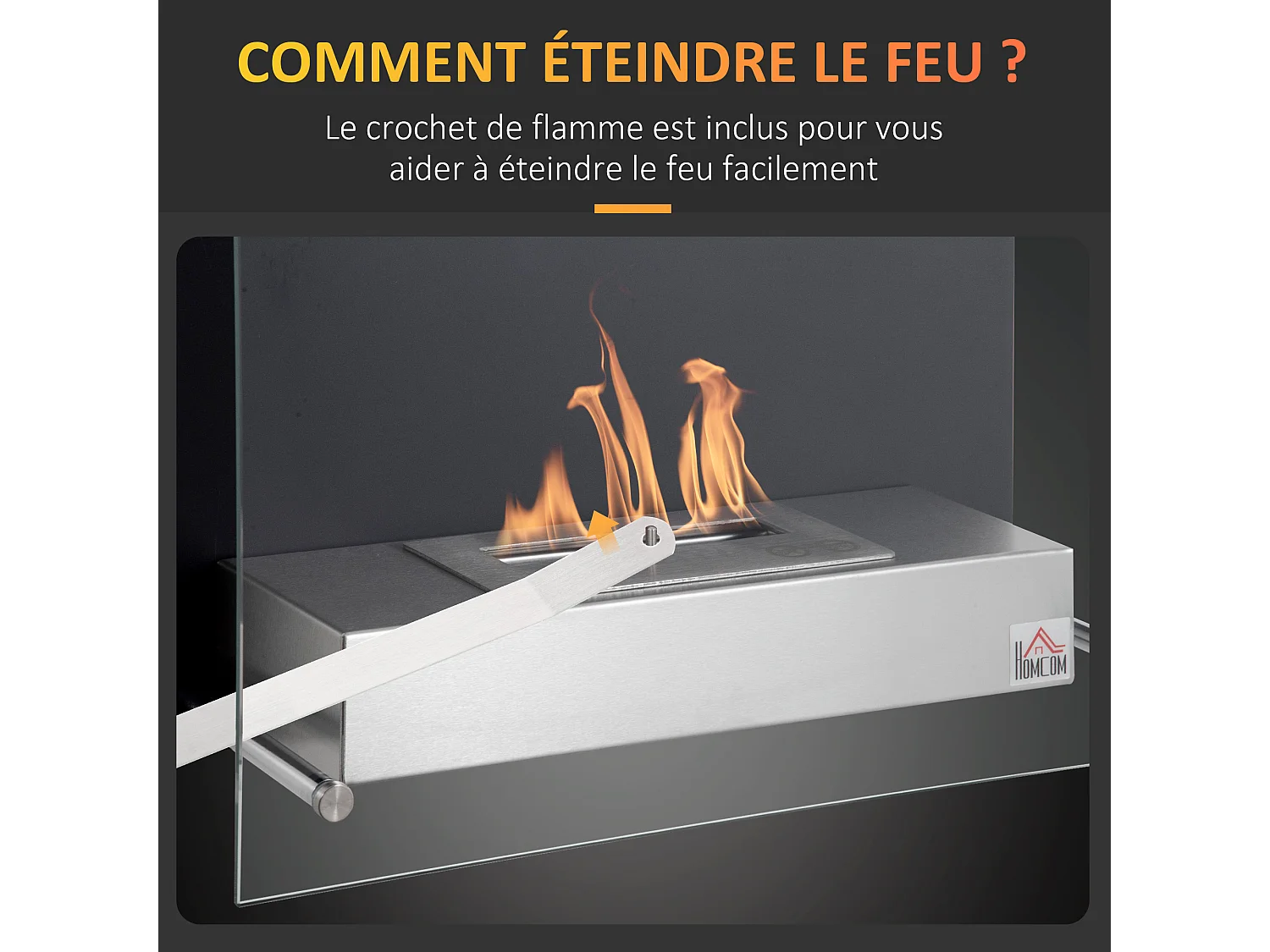 Cheminée bioéthanol murale design contemporain bruleur 0,9 L - couverture 20-25 m² - dim. 60L x 22l x 40H cm