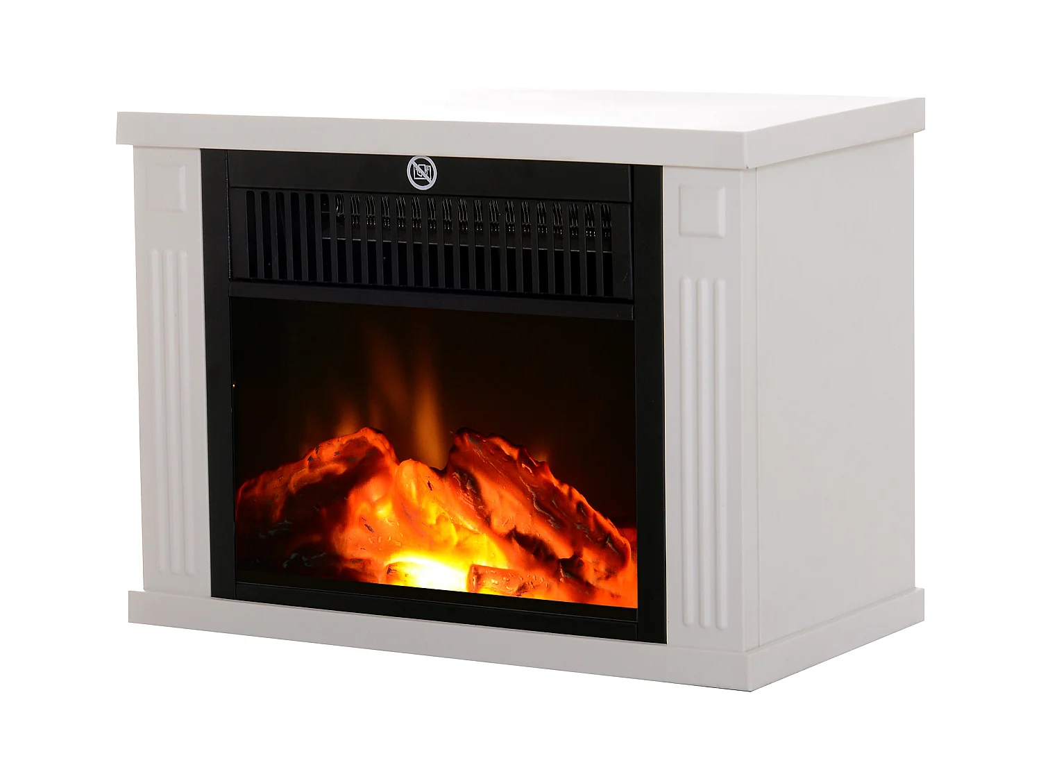 Cheminée électrique poêle style contemporain thermostat 600-1200 W blanc