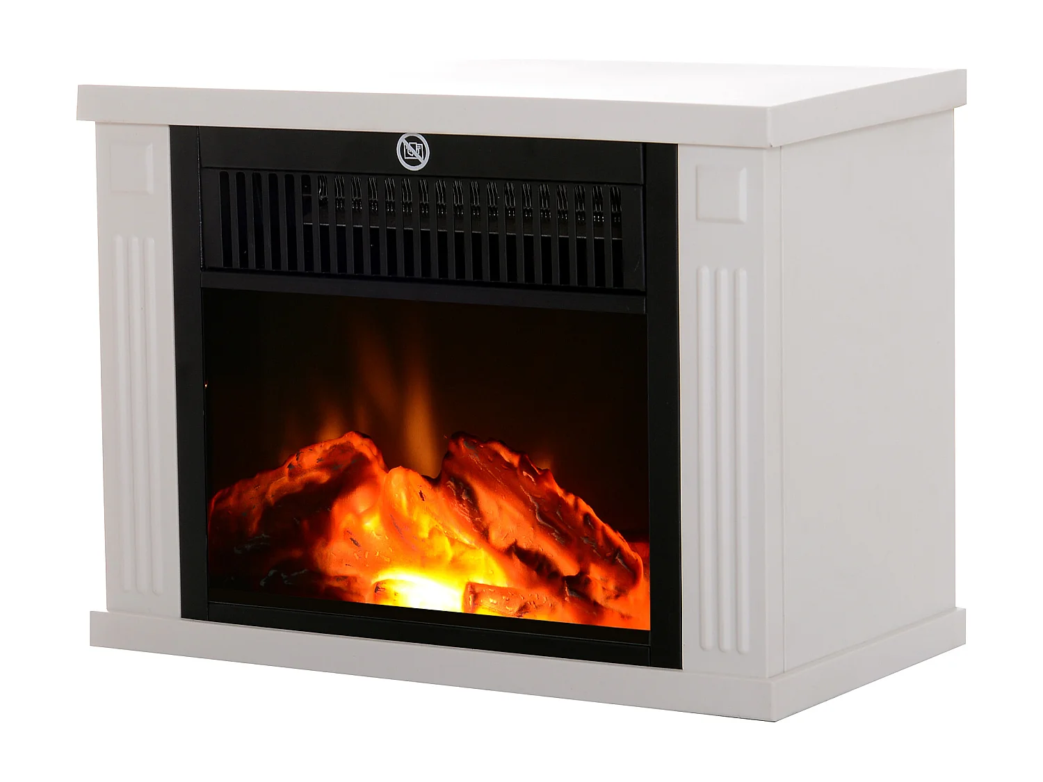 Cheminée électrique poêle style contemporain thermostat 600-1200 W blanc