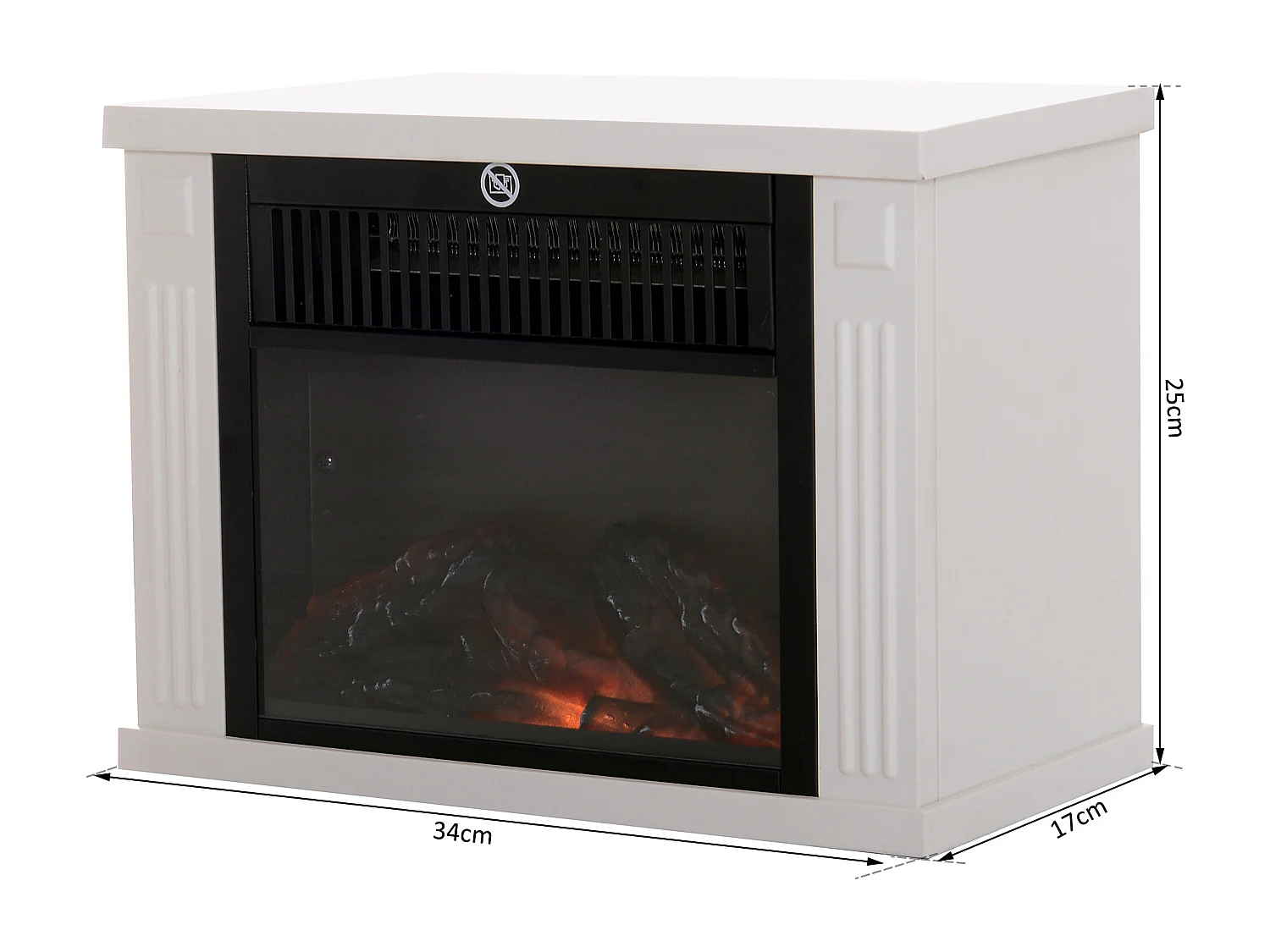 Cheminée électrique poêle style contemporain thermostat 600-1200 W blanc