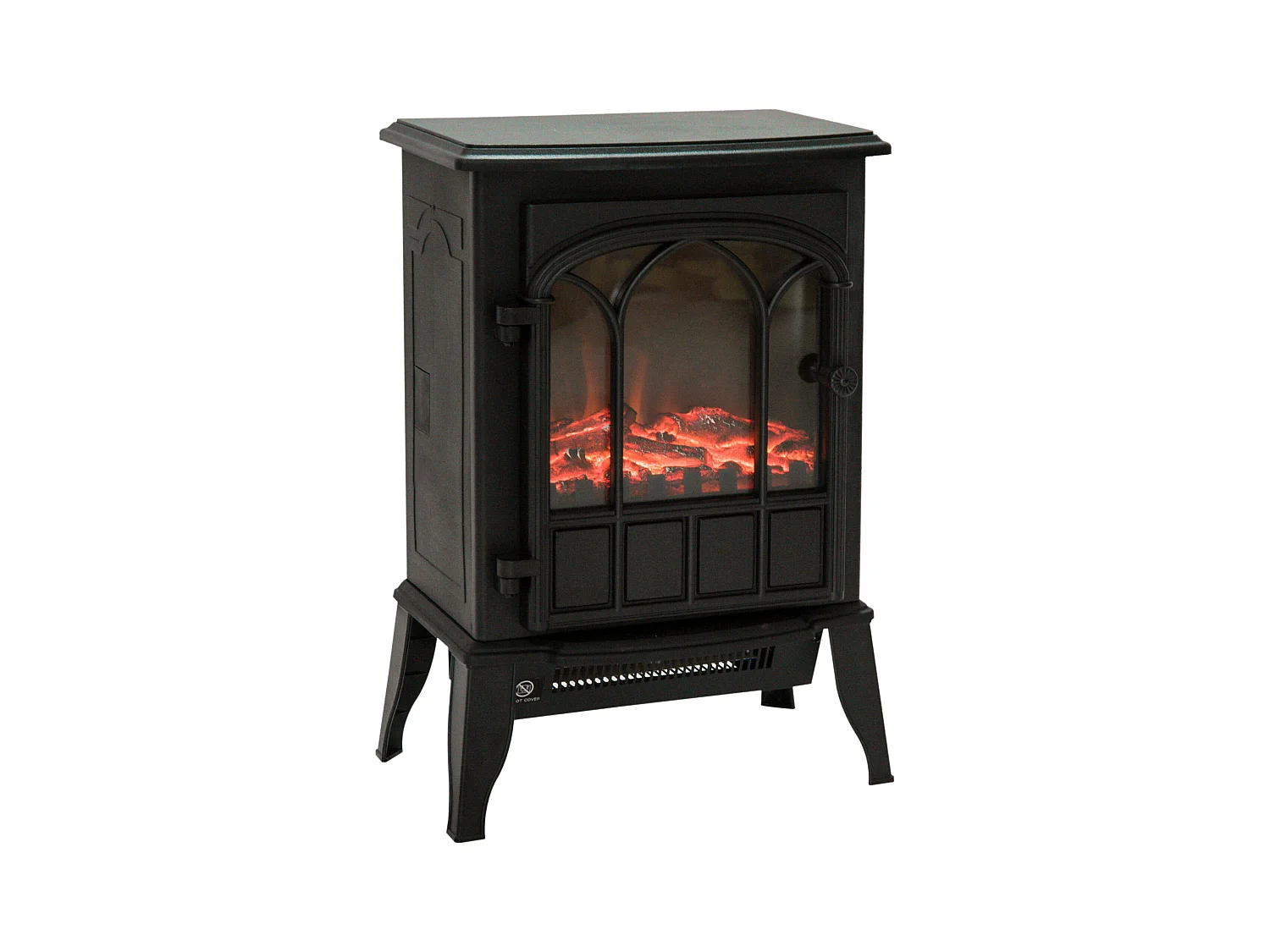 Cheminée électrique poêle style rétro 1000-2000 W simulation flammes LED porte noir
