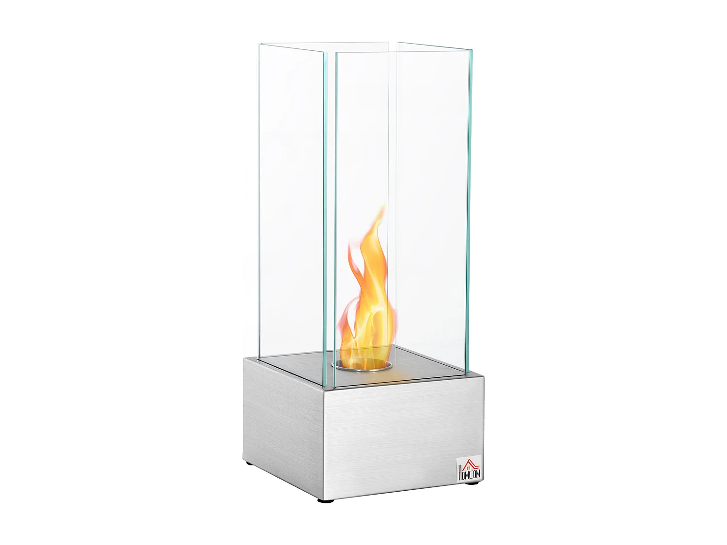 Cheminée portable à poser bioéthanol avec réservoir 0,4 L couverture 15 m²  - dim. 25L x 25l x 60H cm