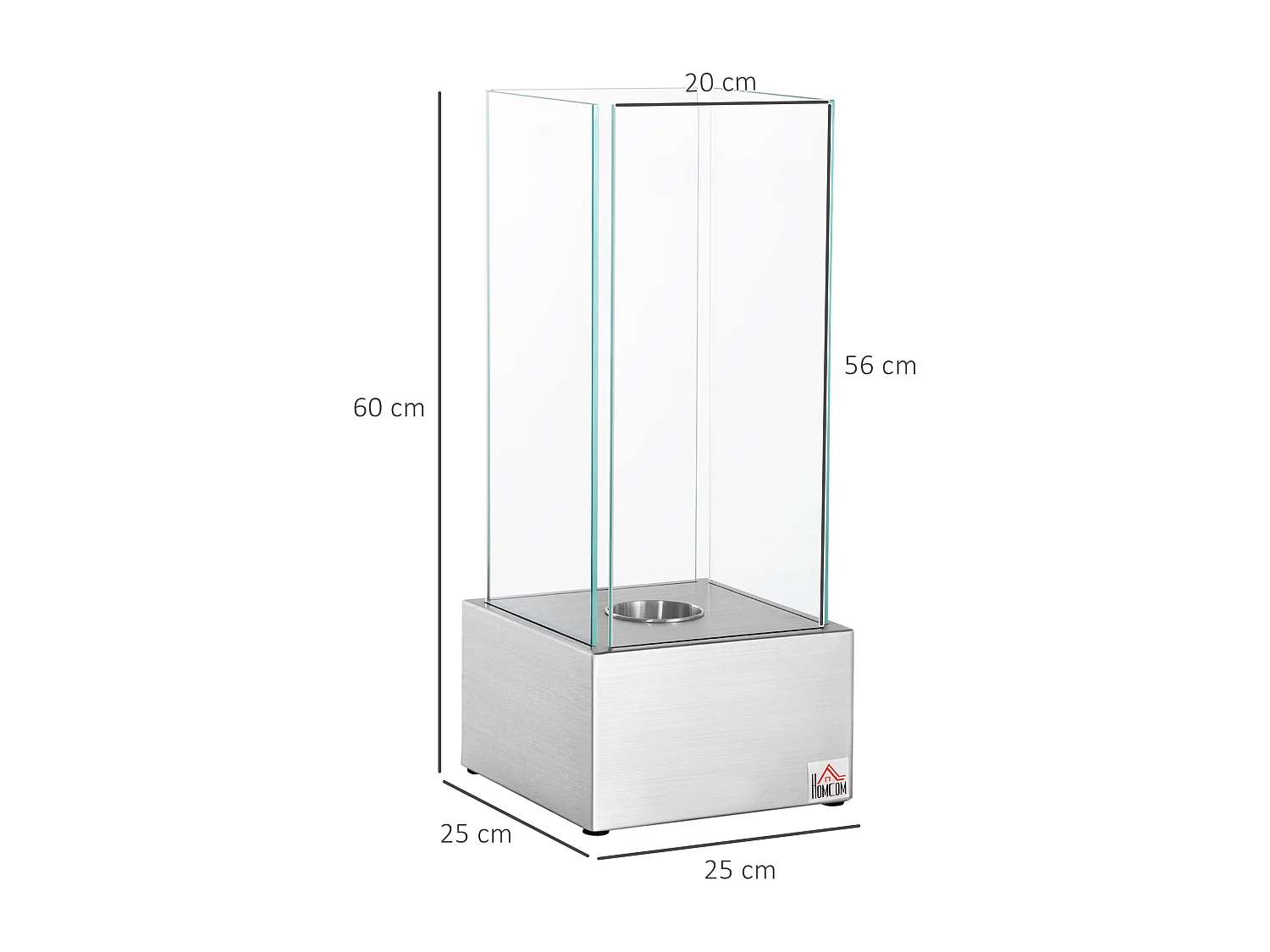 Cheminée portable à poser bioéthanol avec réservoir 0,4 L couverture 15 m²  - dim. 25L x 25l x 60H cm