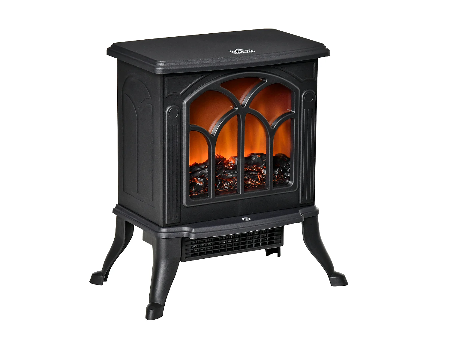 Cheminée électrique poêle style rétro thermostat 750-1500 W noir