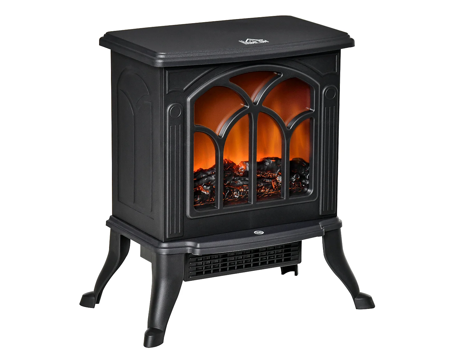 Cheminée électrique poêle style rétro thermostat 750-1500 W noir