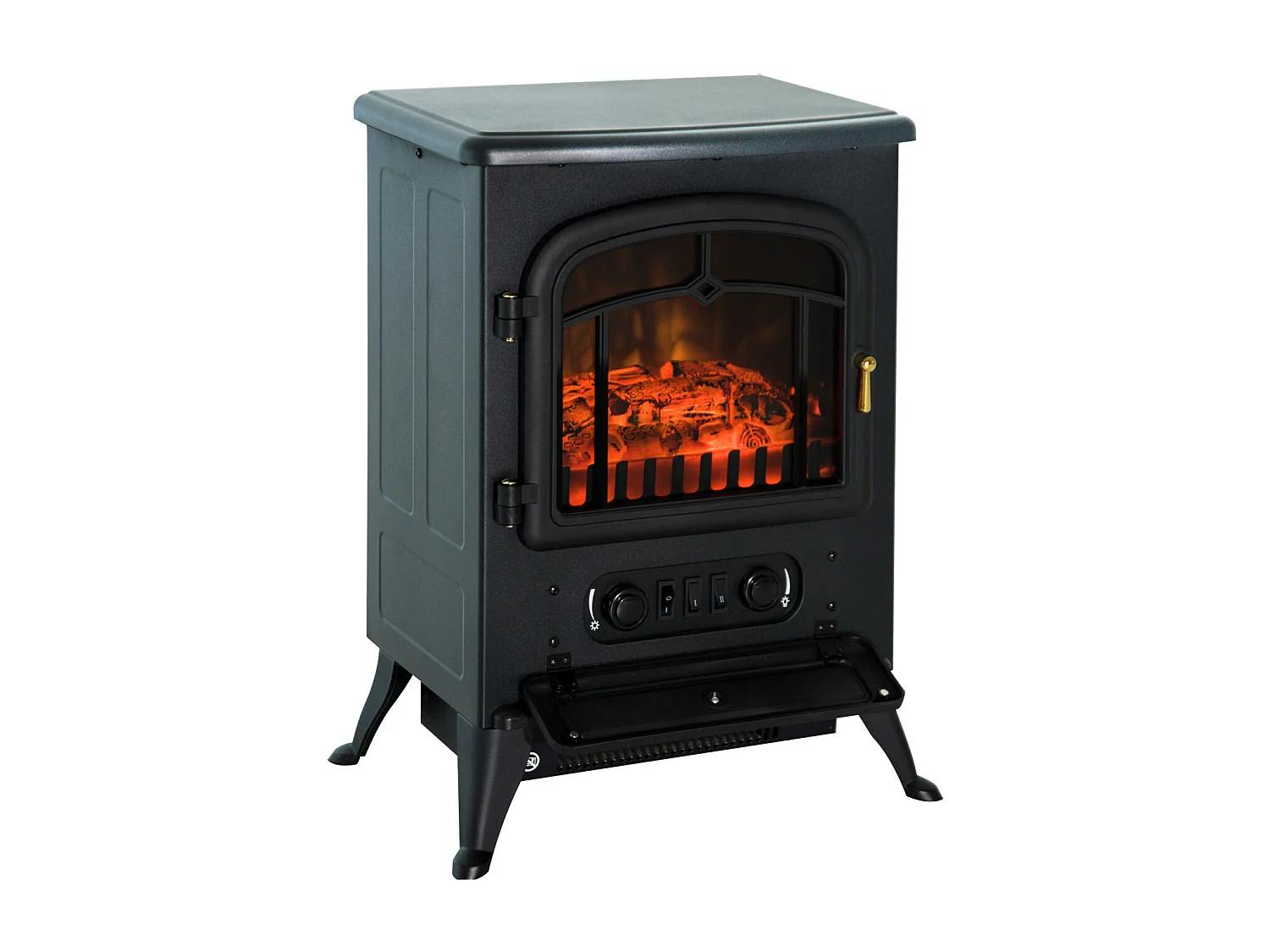 Cheminée électrique poêle style rétro thermostat 1000-2000 W noir