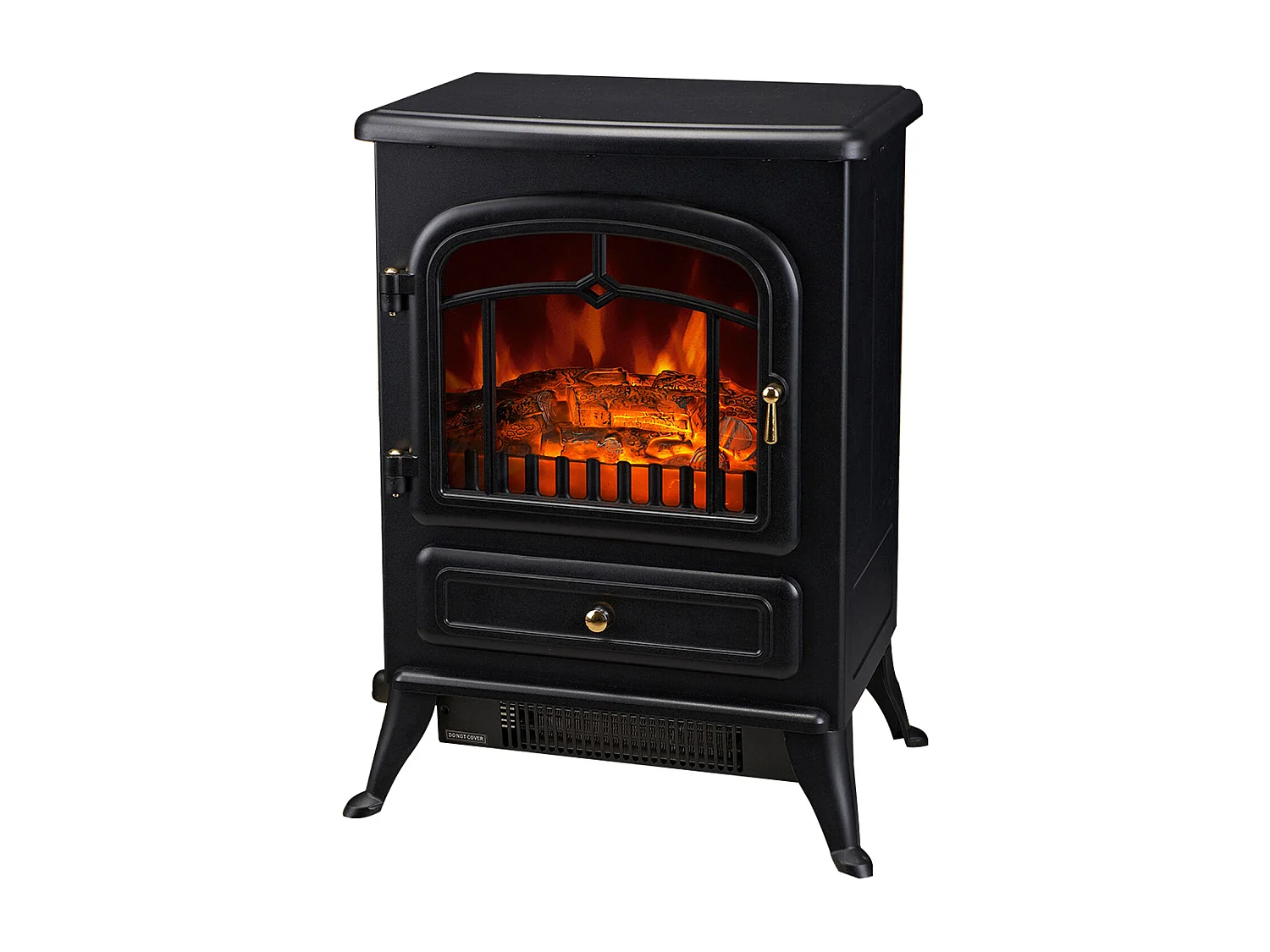 Cheminée électrique poêle style rétro thermostat 1000-2000 W noir