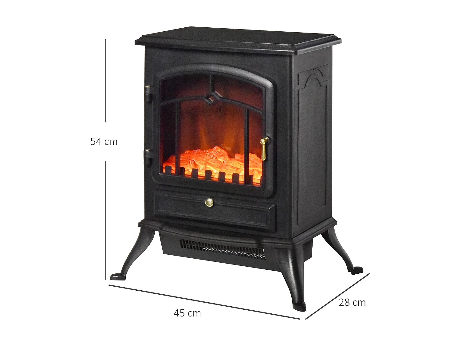 Cheminée électrique poêle style rétro thermostat 1000-2000 W noir