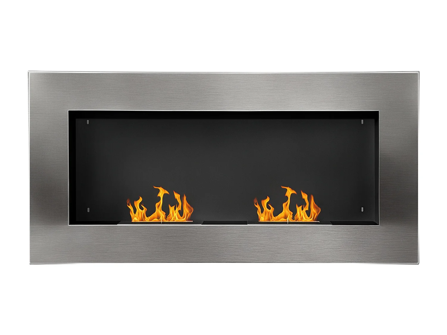 Cheminée bioéthanol murale design Bauhaus double brûleur 3 L 110L x 14l x 54H cm couverture 25-30 m² acier inox. brossé