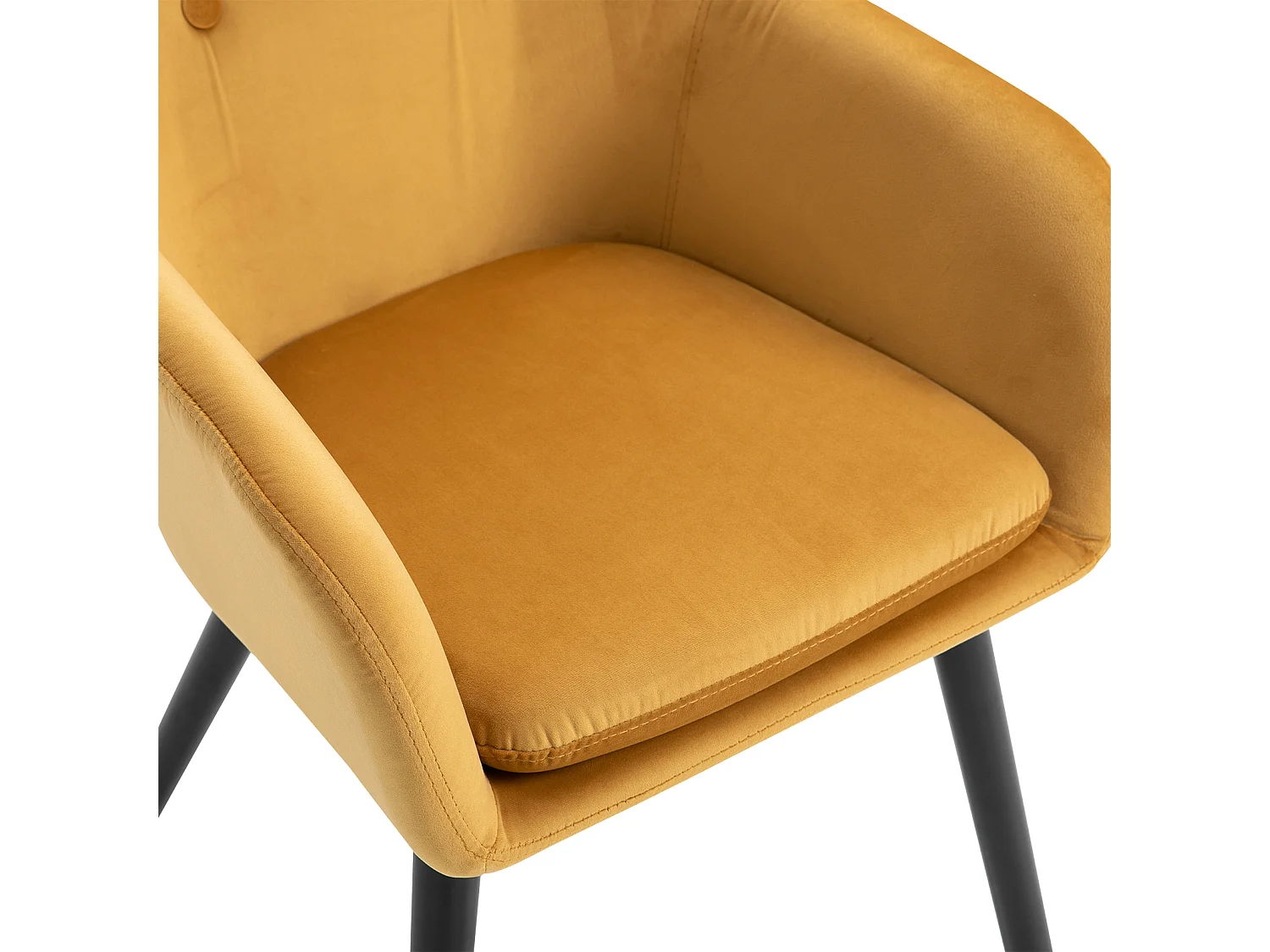 Chaises de visiteur design scandinave - lot de 2 chaises - pieds effilés bois noir - assise dossier accoudoirs ergonomiques velours moutarde