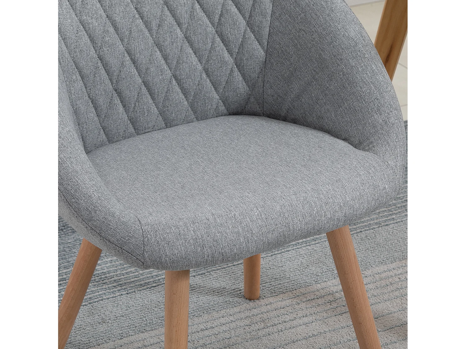 Chaises de visiteur design scandinave - lot de 2 chaises - pieds effilés bois hêtre - assise dossier accoudoirs ergonomiques lin gris