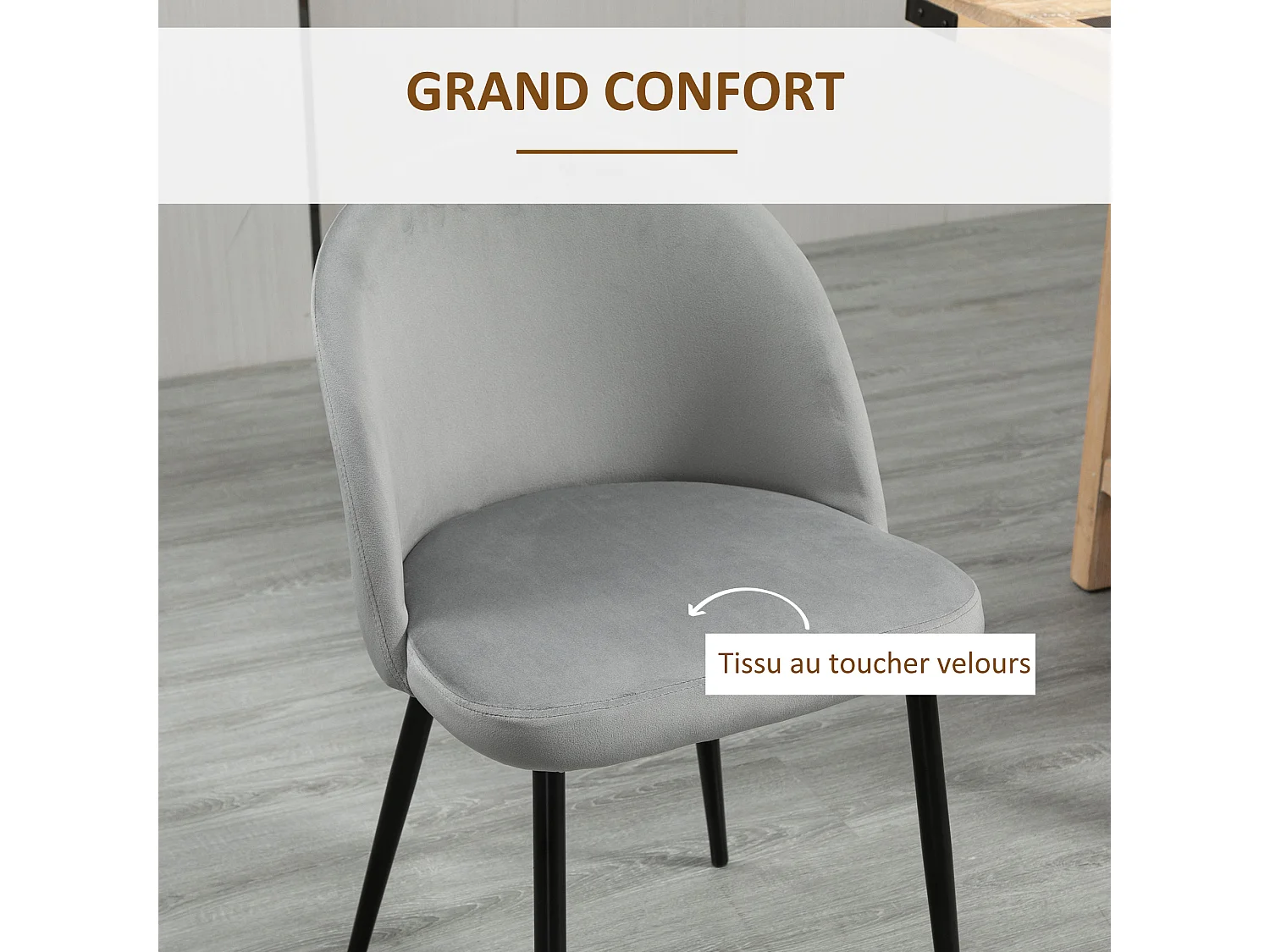 Chaises de visiteur design scandinave - lot de 4 chaises - velours gris bleu canard moutarde