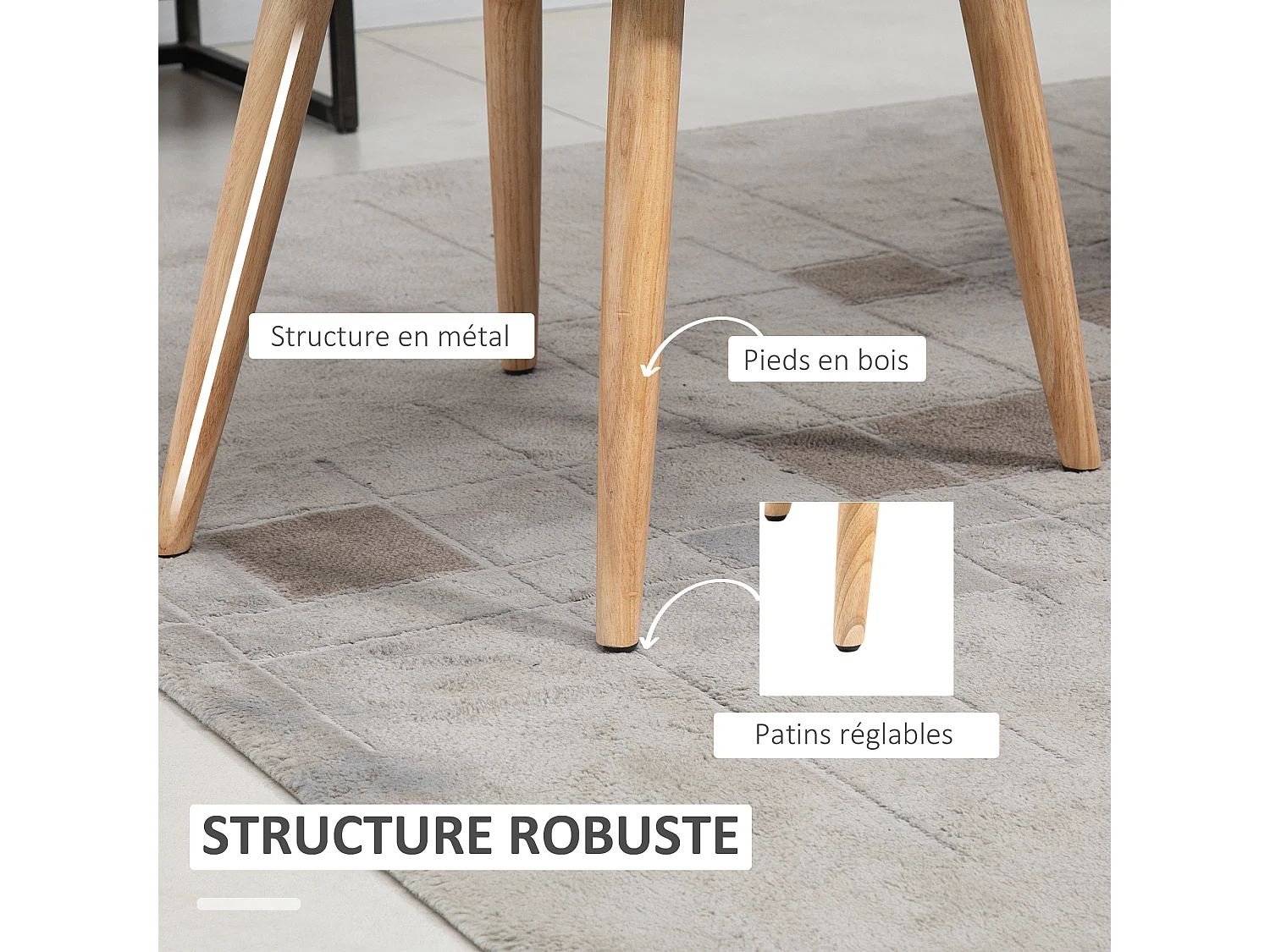 HOMCOM Chaises de visiteur design scandinave - lot de 2 chaises - pieds inclinés effilés bois caoutchouc - assise dossier accoudoirs ergonomiques aspect lin gris