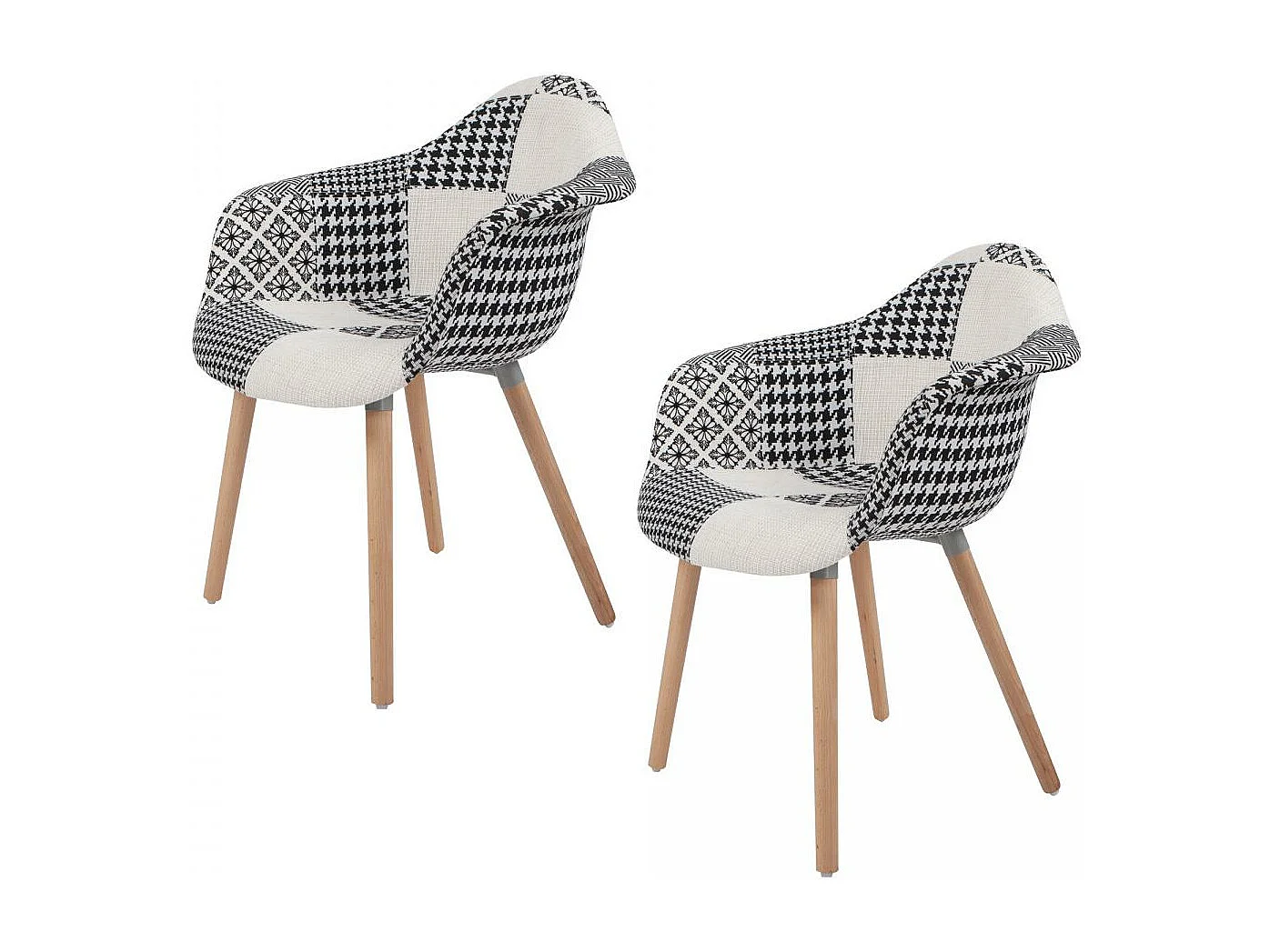 Fauteuil semi artisanal LOT DE 2 ACE 61x62x80 noir et blanc