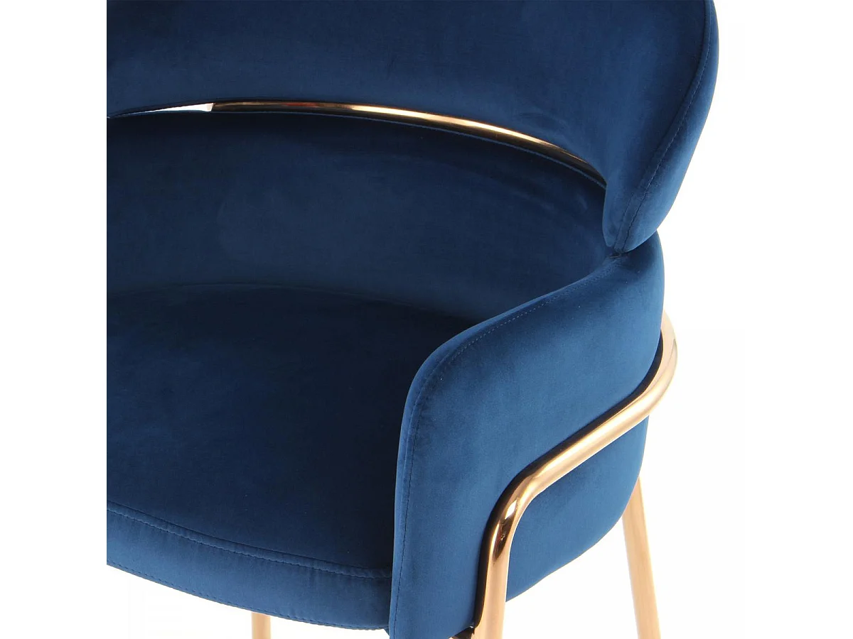 Fauteuil semi artisanal AVA 57x58x79 bleu et or rose