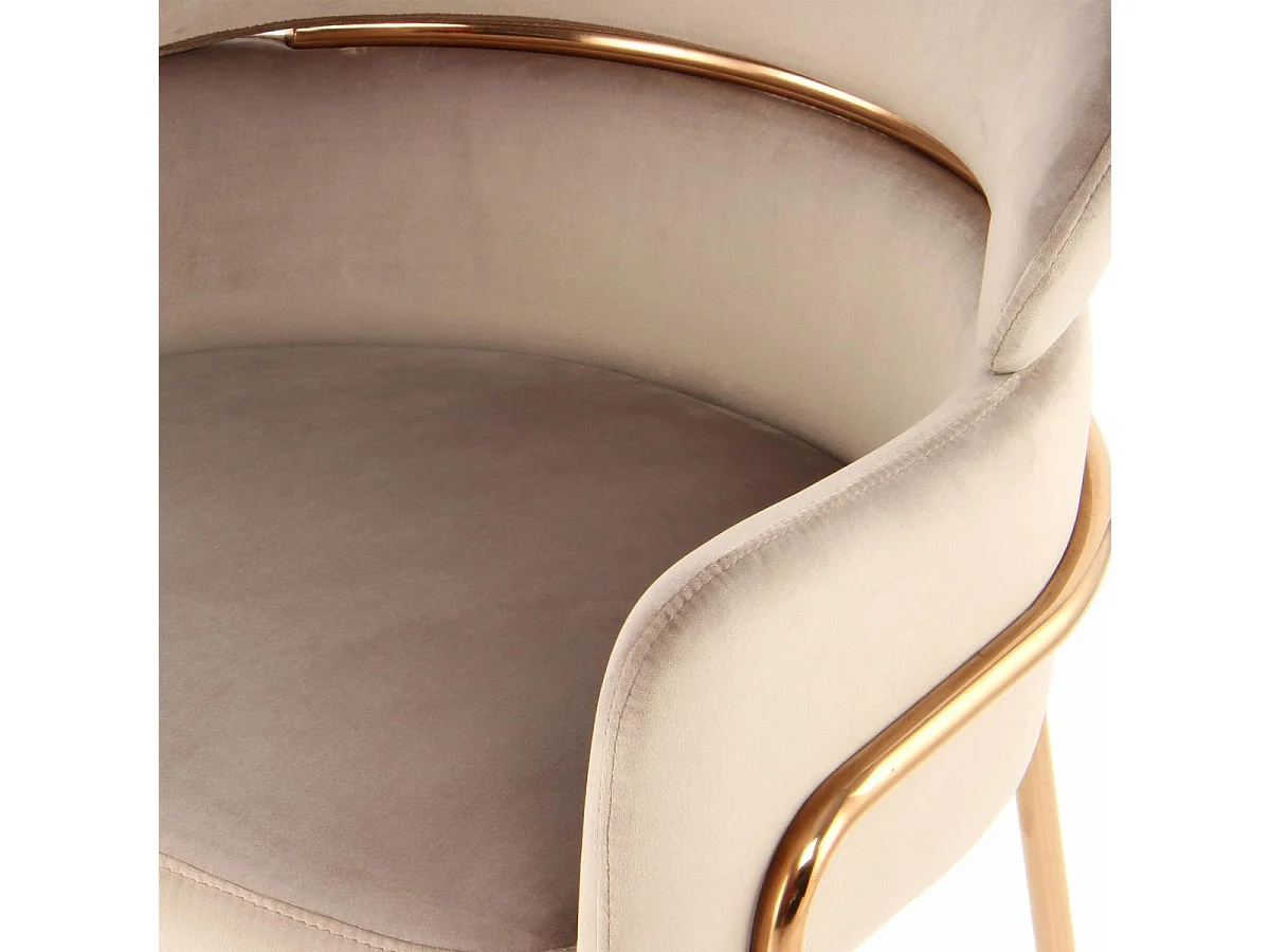 Fauteuil semi artisanal AVA 57x58x79 taupe et or rose