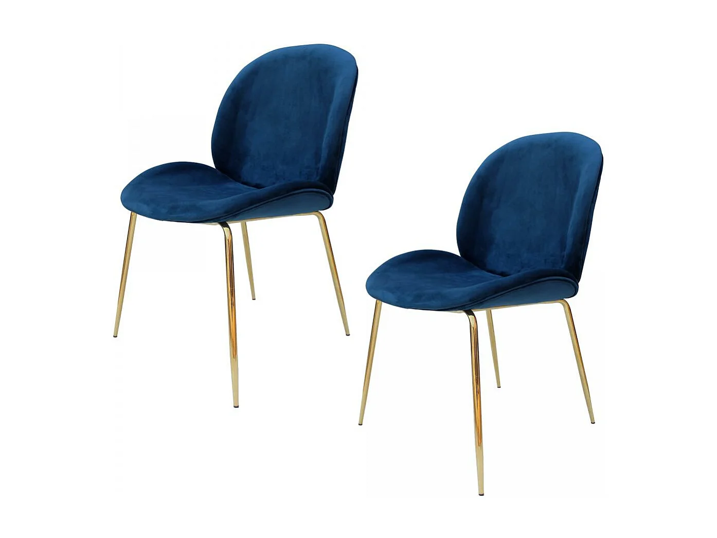 Chaise semi artisanal LOT DE 2 ARA 59x47x90 bleu et laiton