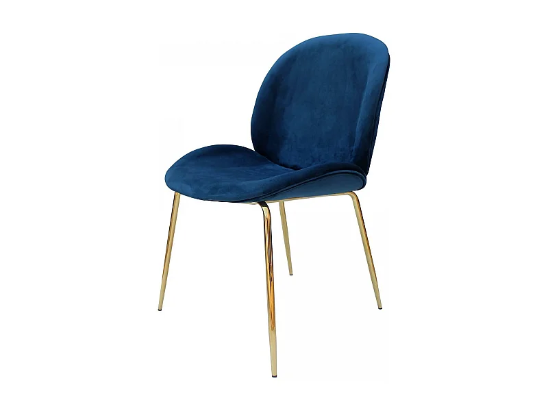 Chaise semi artisanal LOT DE 2 ARA 59x47x90 bleu et laiton