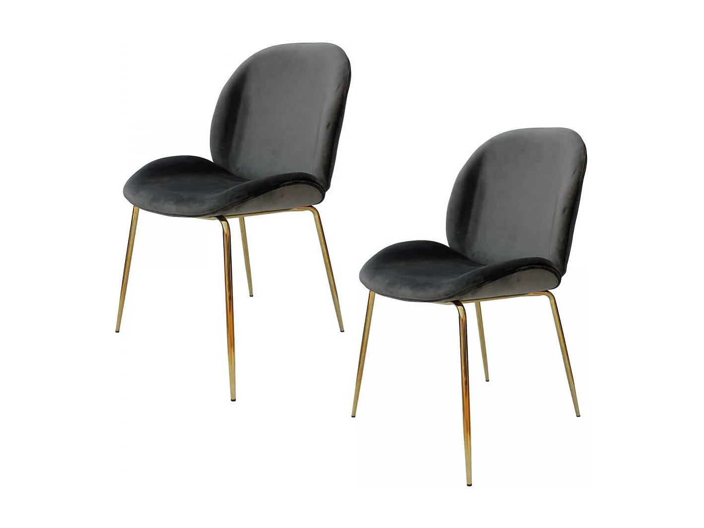 Chaise semi artisanal LOT DE 2 ARA 59x47x90 gris et laiton