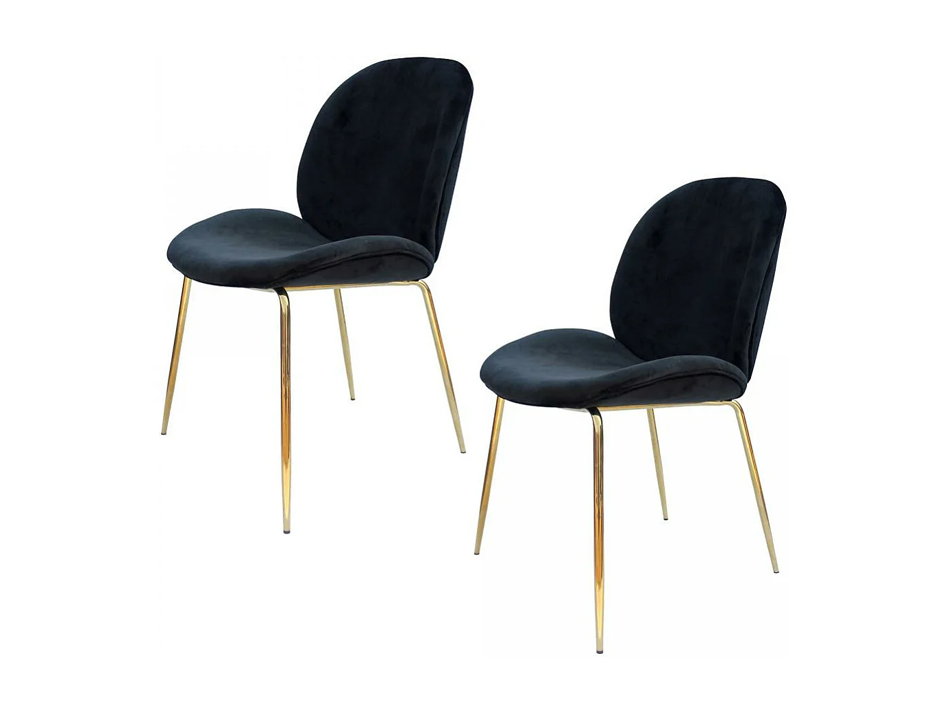 Chaise semi artisanal LOT DE 2 ARA 59x47x90 noir et laiton