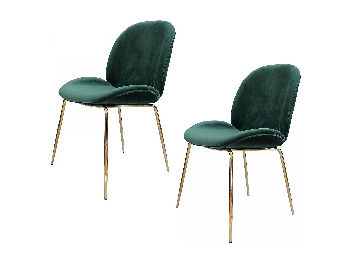 Fauteuil semi artisanal LOT DE 2 ARA 59x47x90 vert et laiton