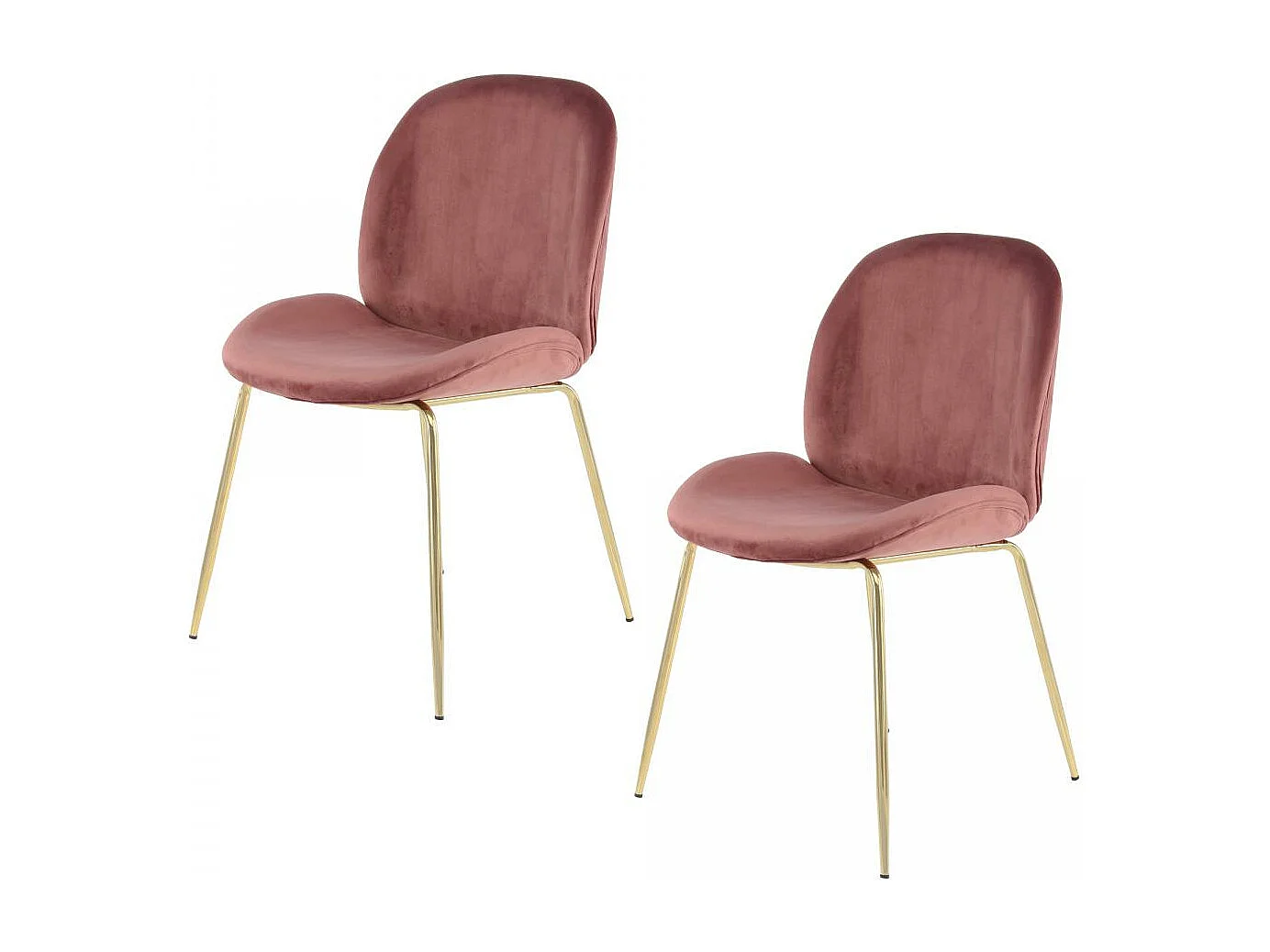 Chaise semi artisanal LOT DE 2 ARA 59x47x90 vieux rose et laiton