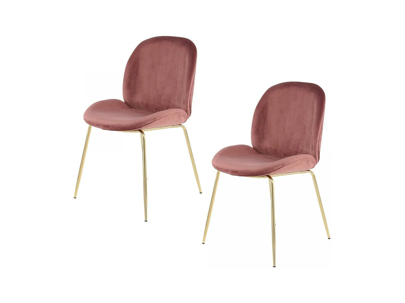 Chaise semi artisanal LOT DE 2 ARA 59x47x90 vieux rose et laiton