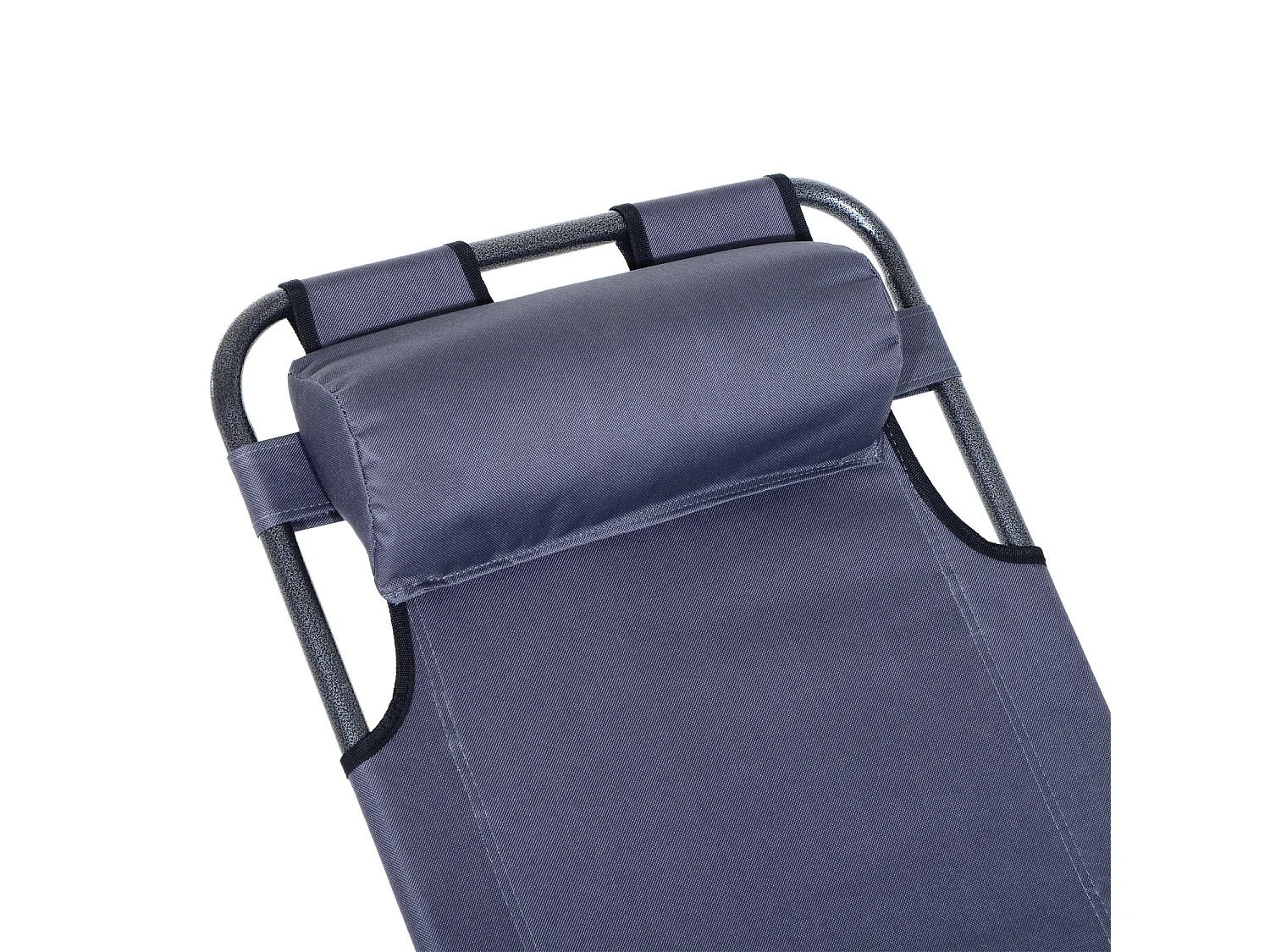 Chaise longue pliable bain de soleil transat de relaxation dossier inclinable avec repose-pied polyester oxford gris