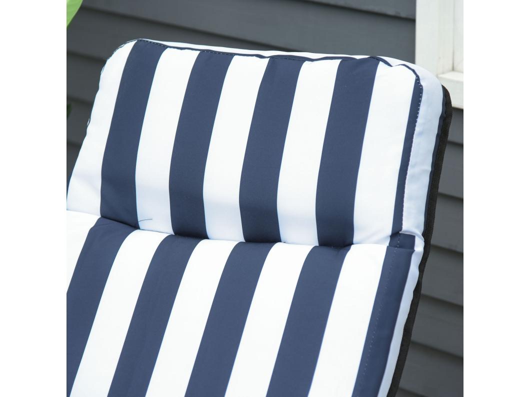 Lot de 2 chaise longue bain de soleil adjustable pliable transat lit de jardin en acier bleu + blanc