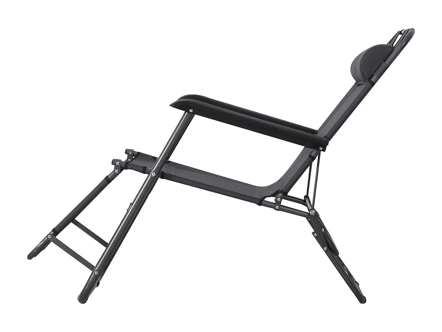 Chaise longue inclinable transat bain de soleil 2 en 1 pliant têtière amovible charge max. 136 Kg toile oxford facile d'entretien gris