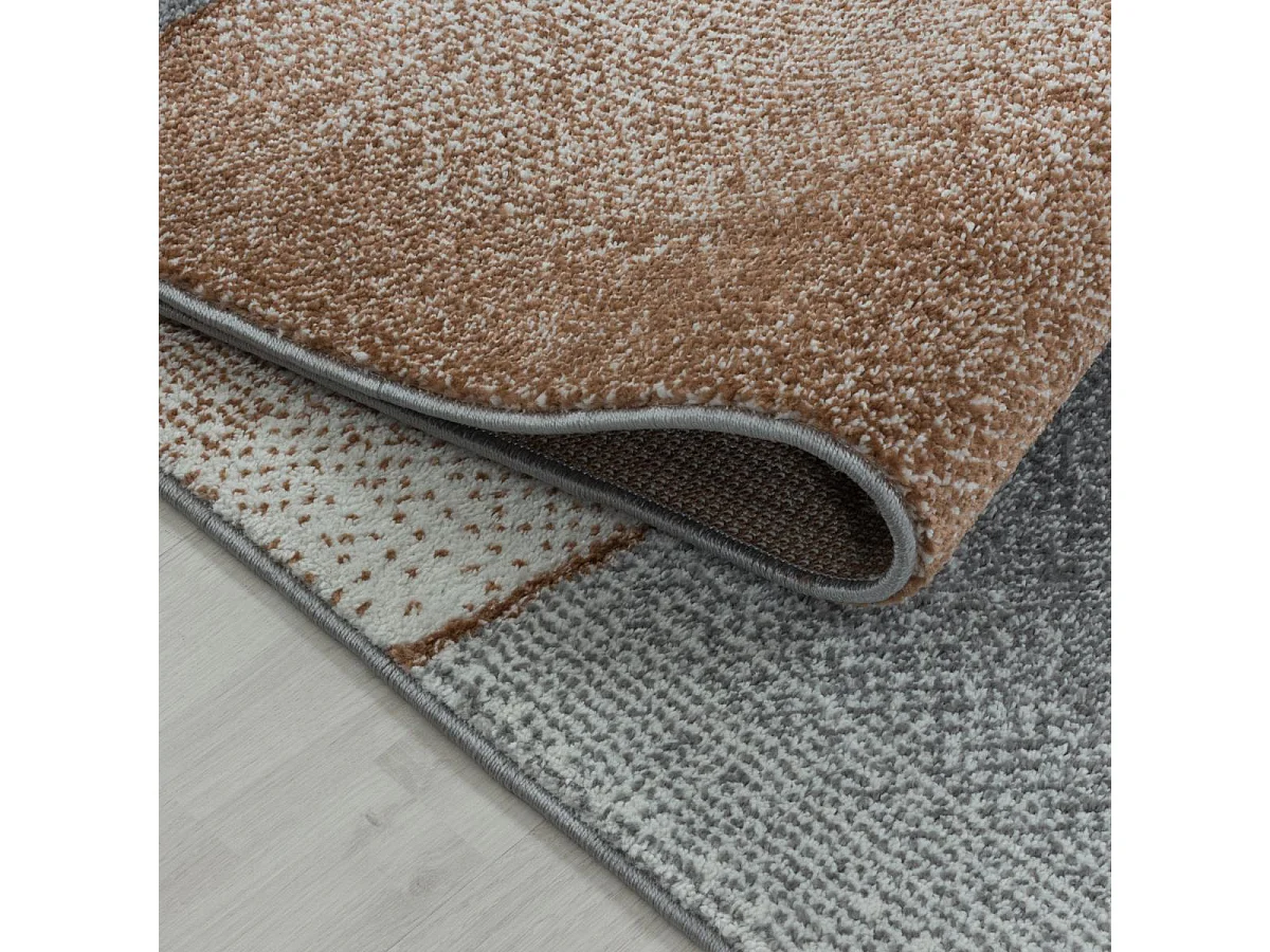 tapis chambre 120x170 tissé marron clair et bleu rectangle motif pastel BENAPA