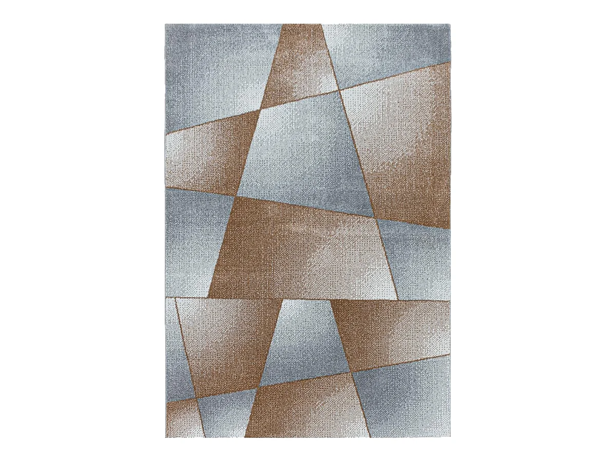 tapis chambre 120x170 tissé marron clair et bleu rectangle motif pastel BENAPA