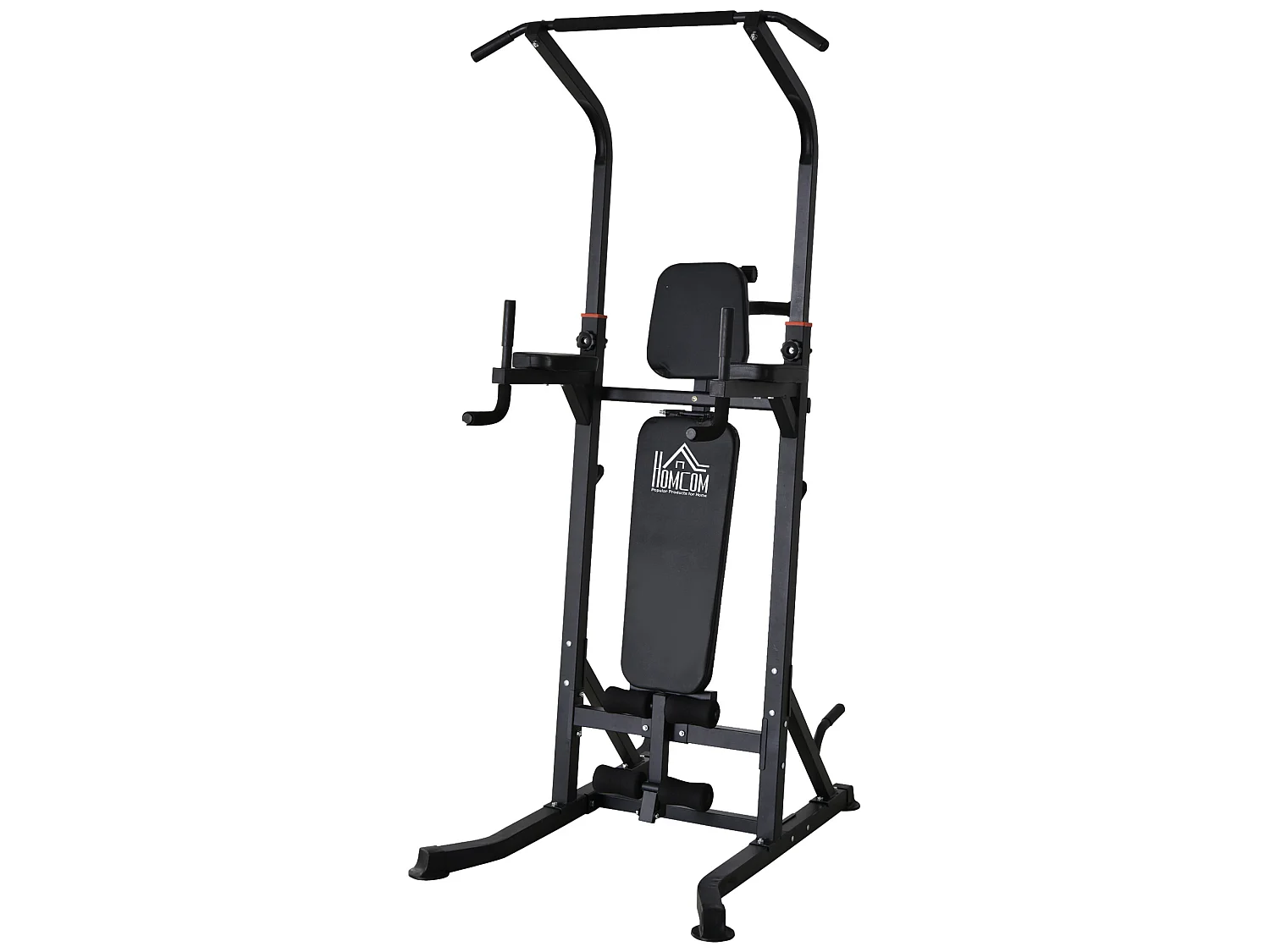 Station de musculation Fitness entrainement complet - barre de traction, à dips, banc de musculation pliable, poignées push-up  - acier noir
