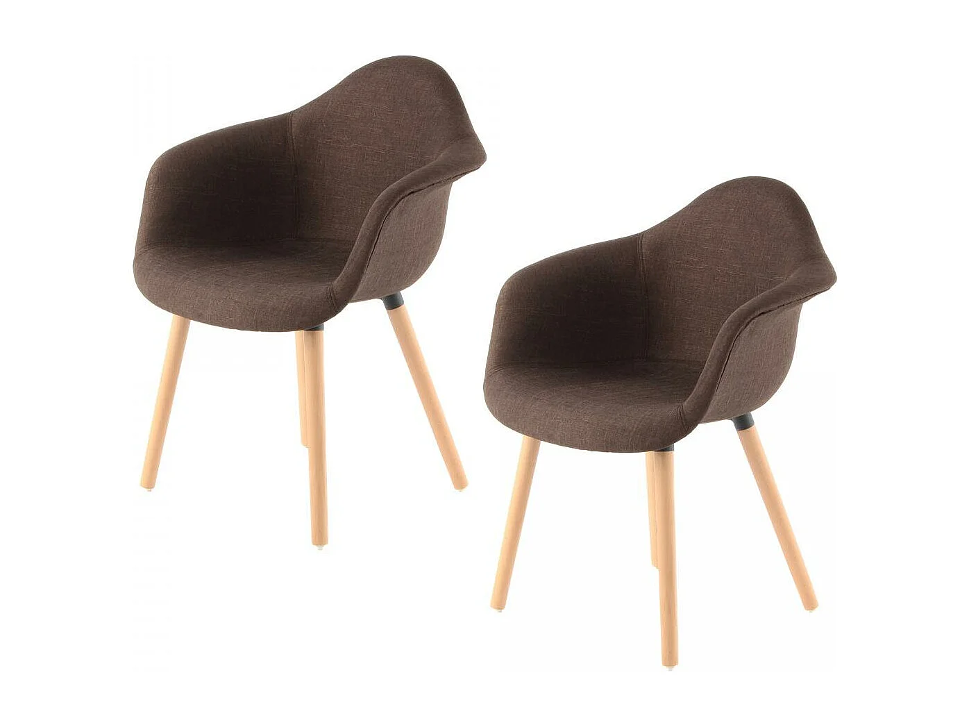 Fauteuil semi artisanal LOT DE 2 ABI 64x62x80,5 brun